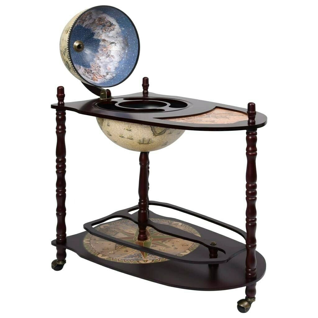 Wooden Barglobe For Drinks And Alcohols, Trolley In Shape Of Terrestrial Globe, Home Or Office Furniture photo furniture