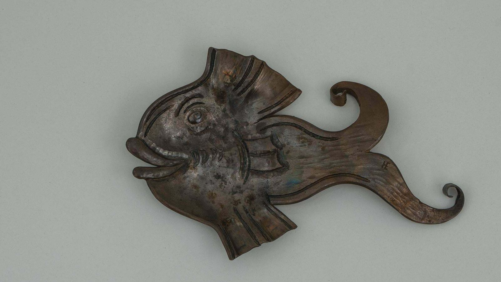 Forged Iron Ashtray In Shape Of A Fish, Vienna, Circa 1960s photo furniture
