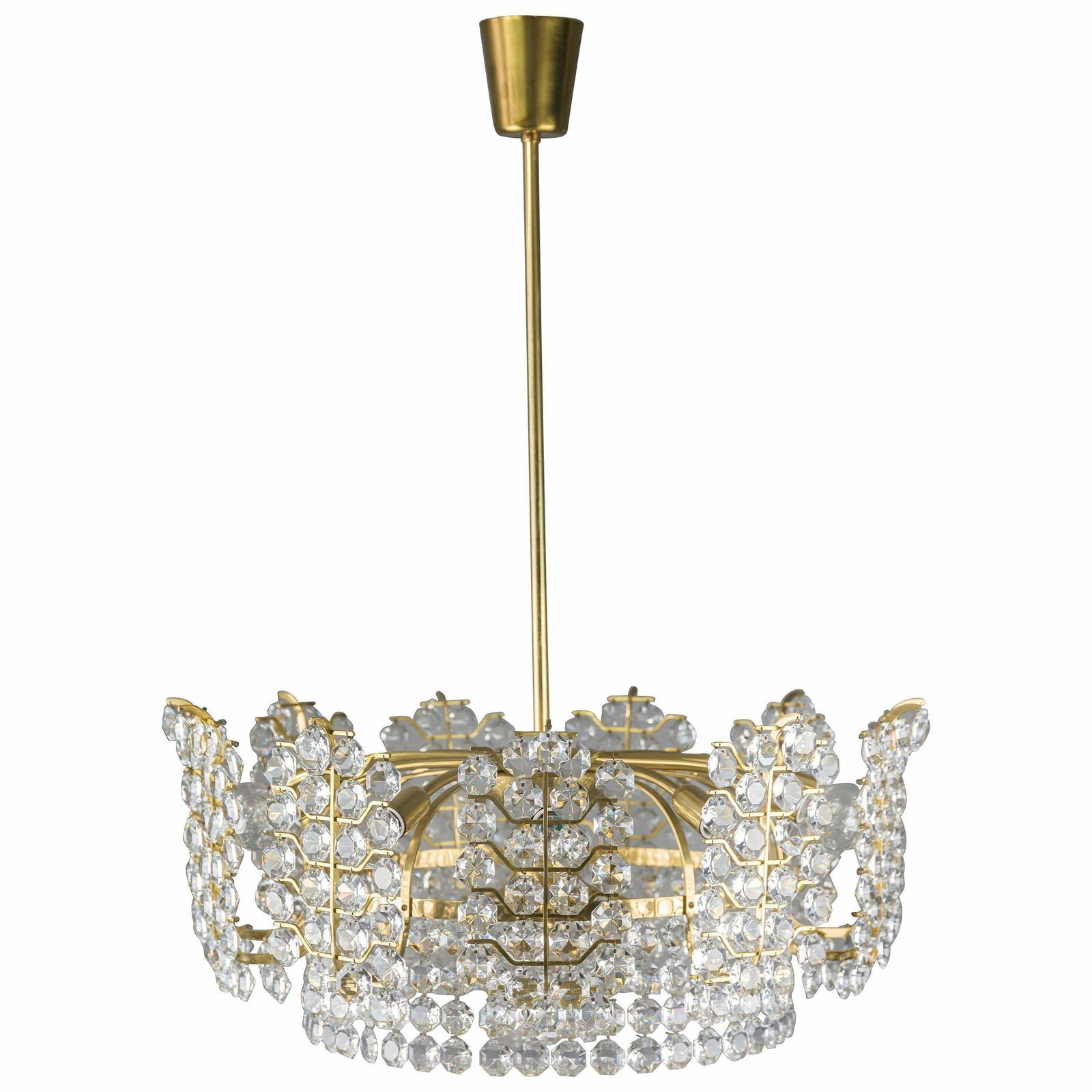 Big Crystal Glass Bakalowits Chandelier, Vienna, 1950s