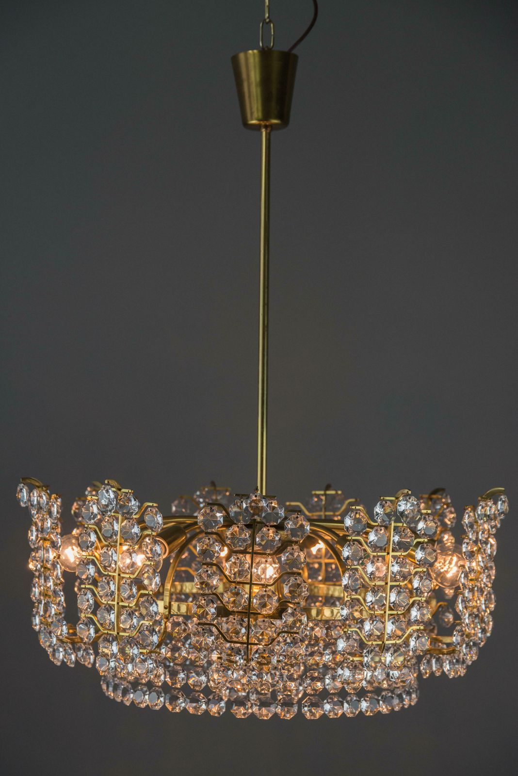 Big Crystal Glass Bakalowits Chandelier, Vienna, 1950s photo buy