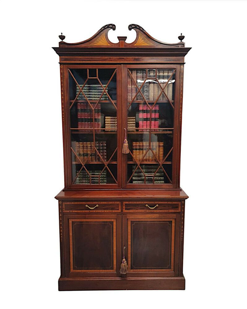 A Stunning Edwardian Inlaid Bookcase By S And H Jewell London