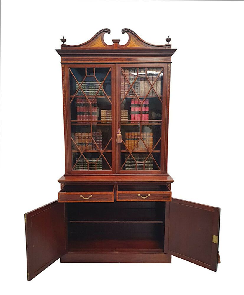 A Stunning Edwardian Inlaid Bookcase By S And H Jewell London photo furniture