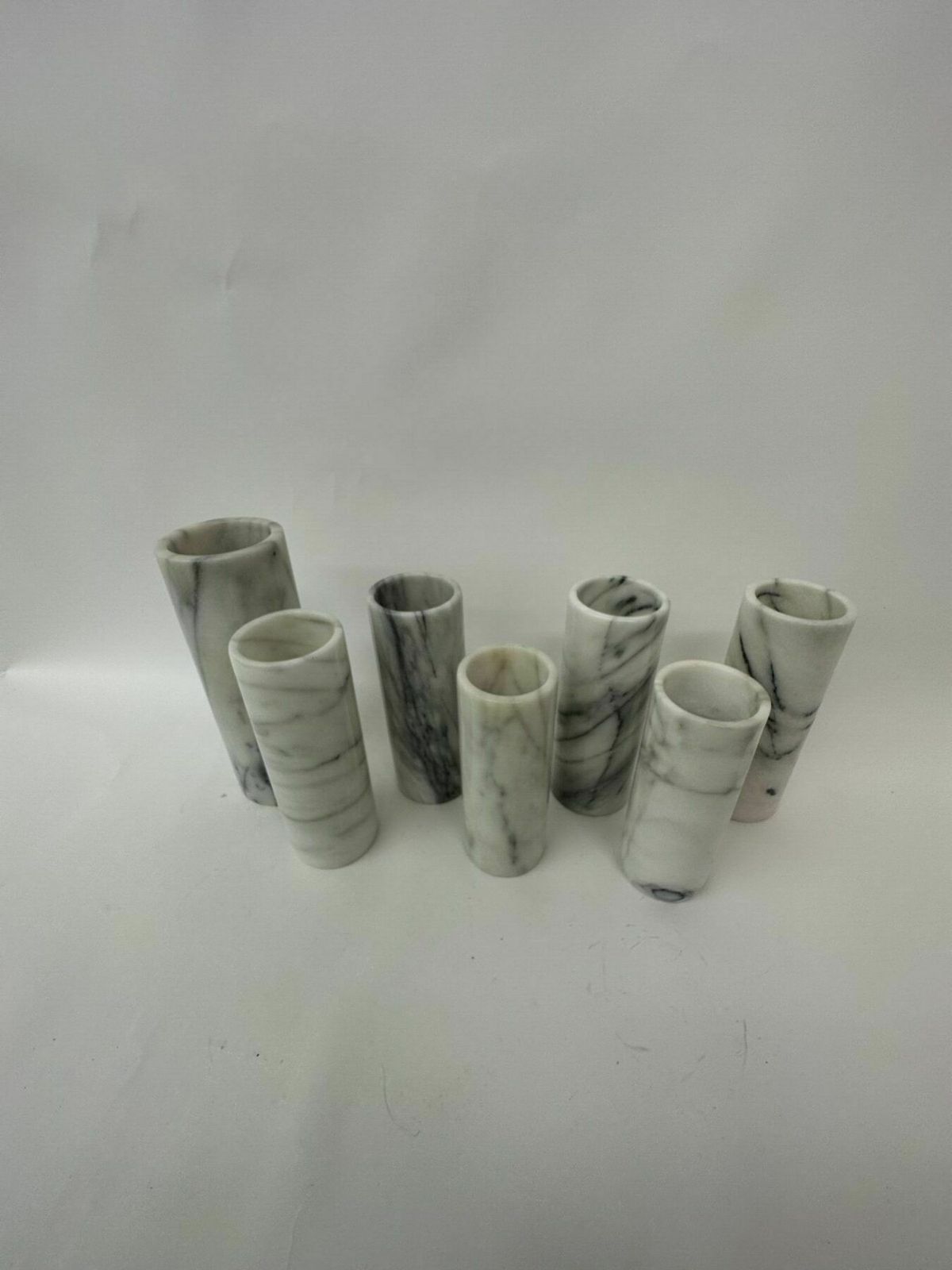 Mid Century Design Set Of 7 Marble Vases , 1970’s photo vintage