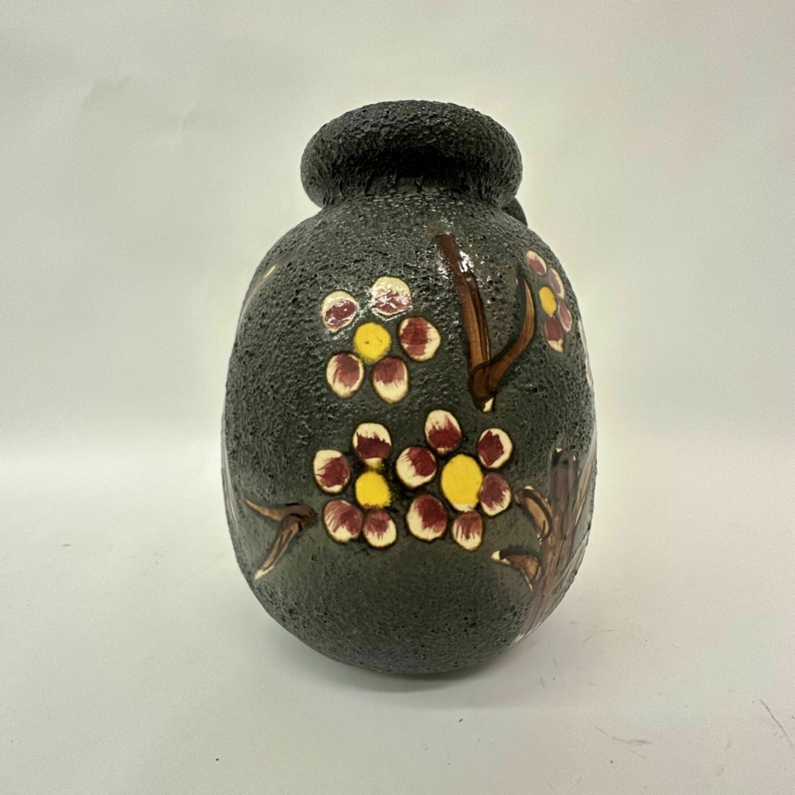 Mid Century Design Keramieken Scheurich Vaas Met Bloesemmotief, Jaren 1970 photo for sale
