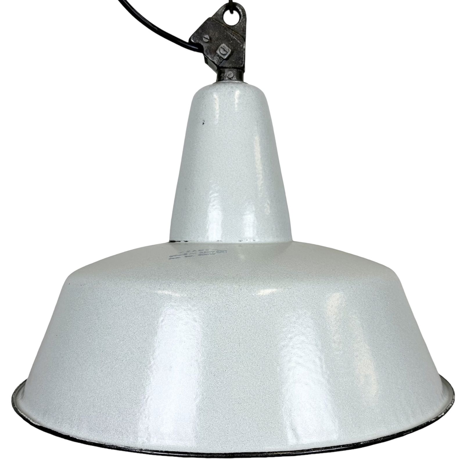 Large Industrial Grey Enamel Factory Pendant Lamp From Zaos, 1960s, 8x