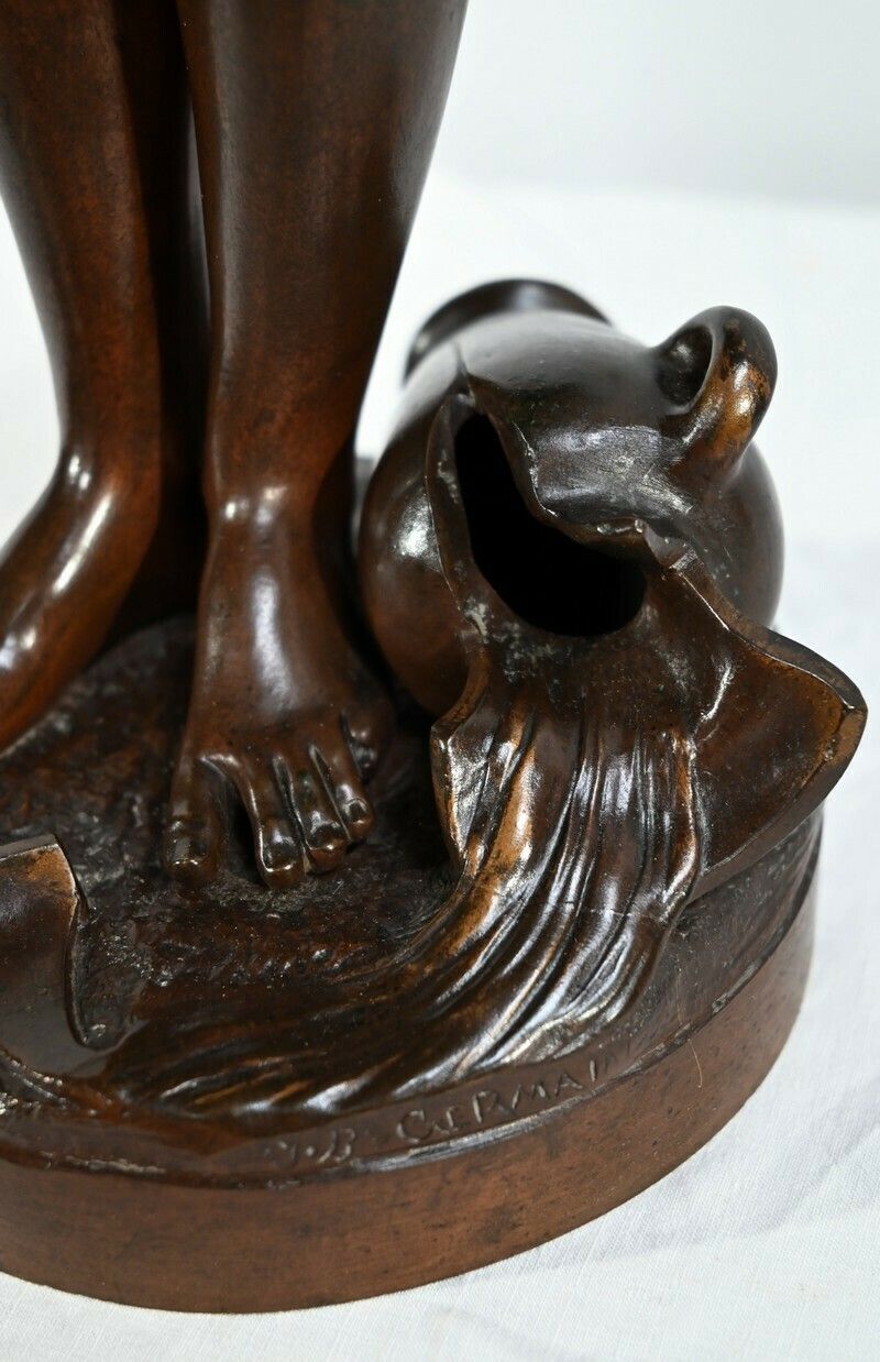 photo vinterior Bronze The Young Girl With A Broken Pitcher Signed Jb.Germain  Late 19th Century