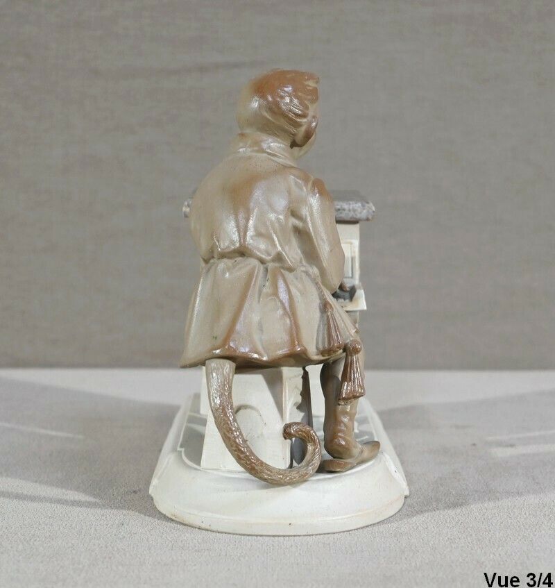 photo buy Biscuit And Sandstone Tobacco Jar Music Monkey Manufacture Sarreguemines  Late 19th Century