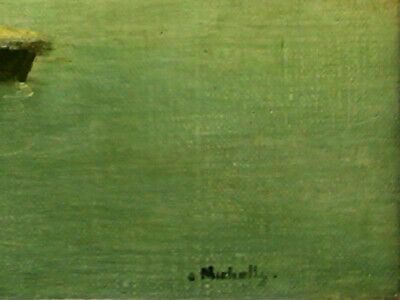 Oil On Canvas By Bertram Nicholls. Titled "View Of The Thames" photo for sale