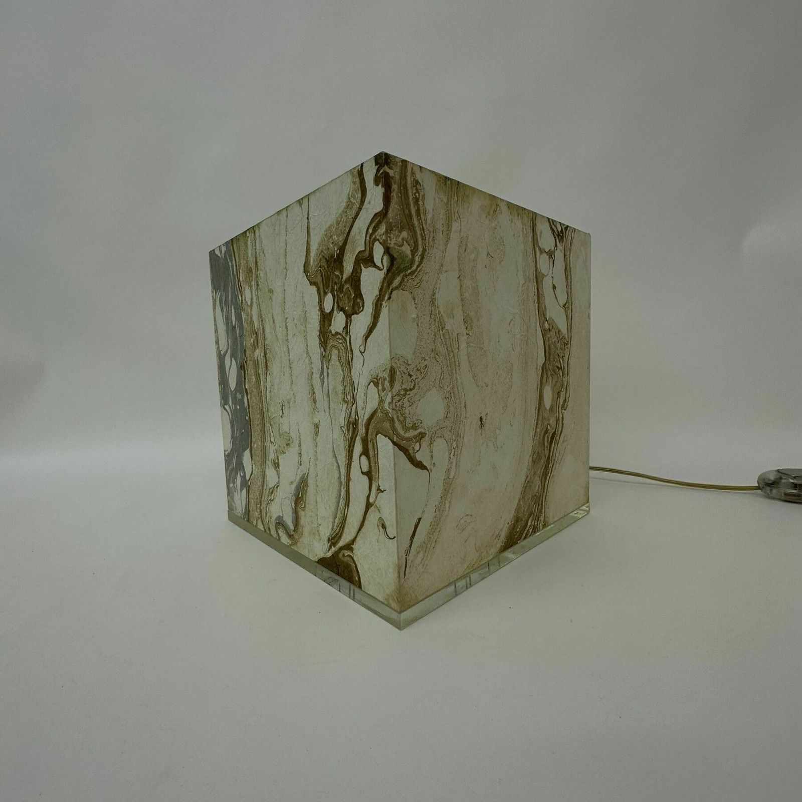 Lighting Mid Century Design Lucite Cube Table Lamp , 1970’s photo