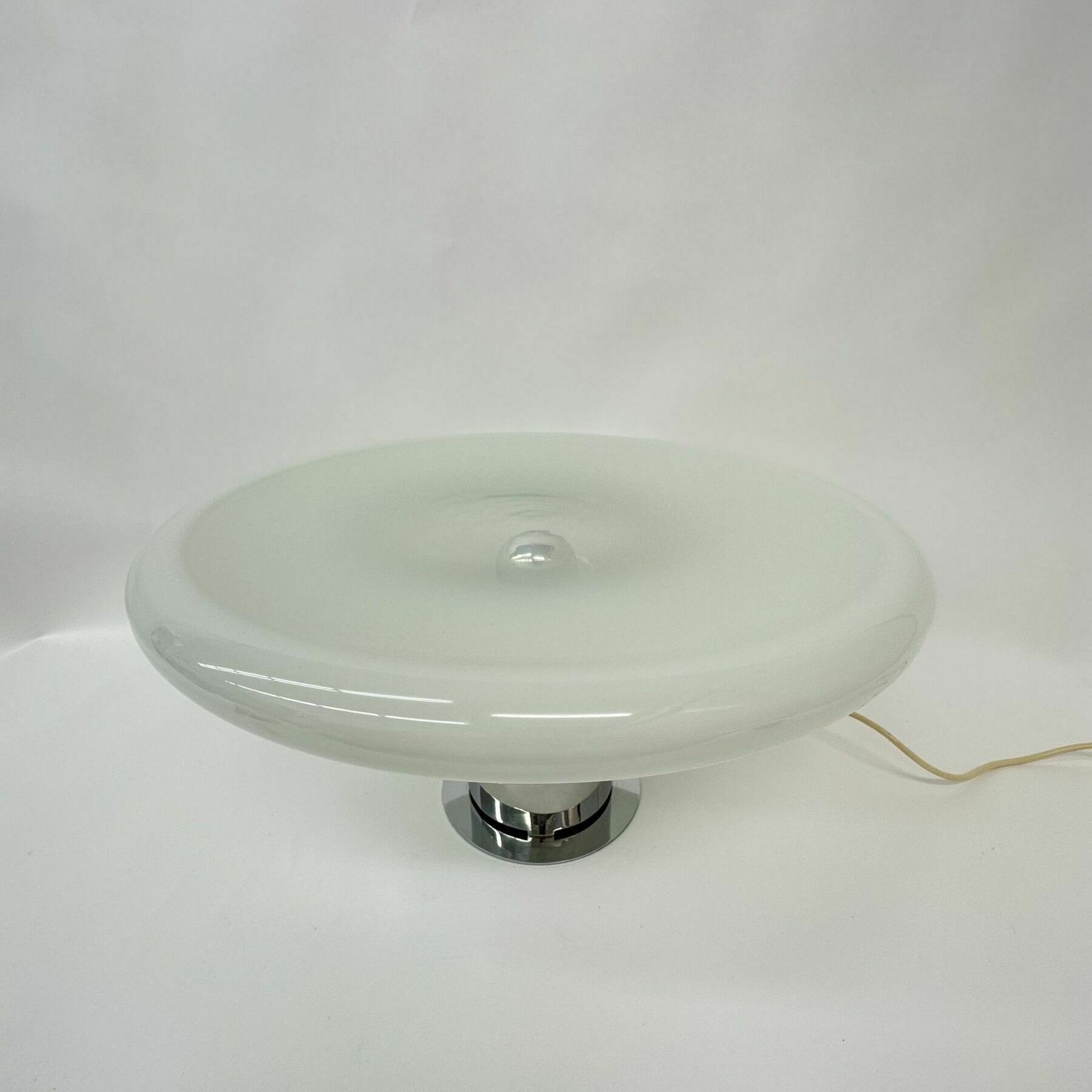 photo vintage Grote Glazen Tafellamp – Ufo Space Age Italiaans Design, Jaren 1970