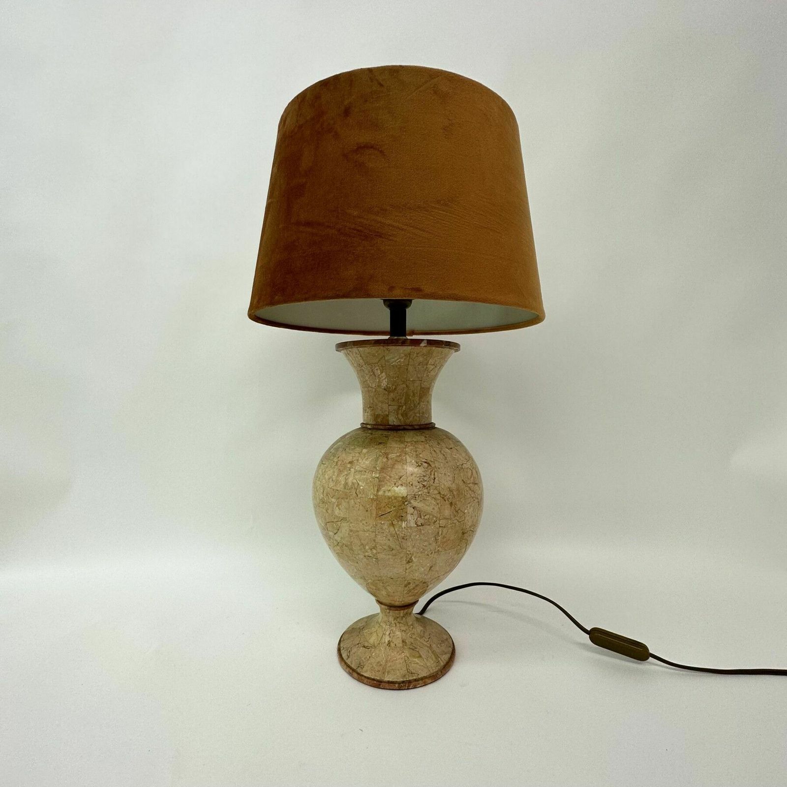 Verlichting Vintage Tessellated Marble Tafellamp Van Maitland Smith, Ca. Jaren 1970 photo