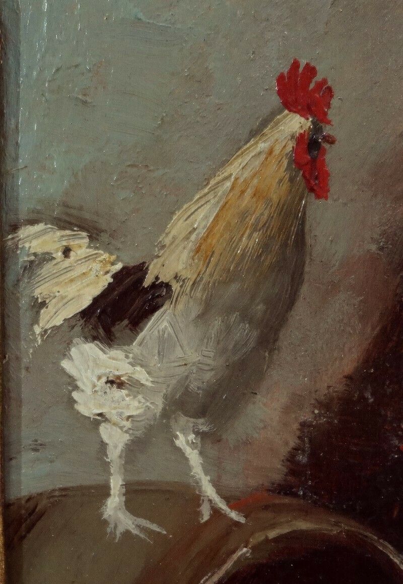 Painting "Le Poulailler", French School Of The 19th Century photo vinterior