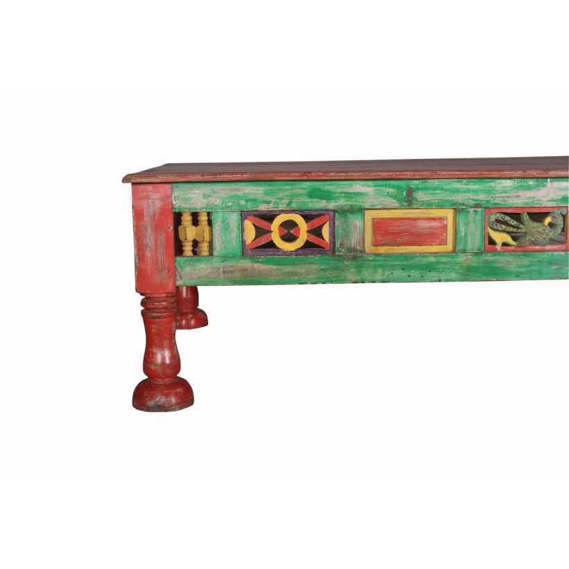 Colourful Antique Hand Carved Coffee Table photo furniture