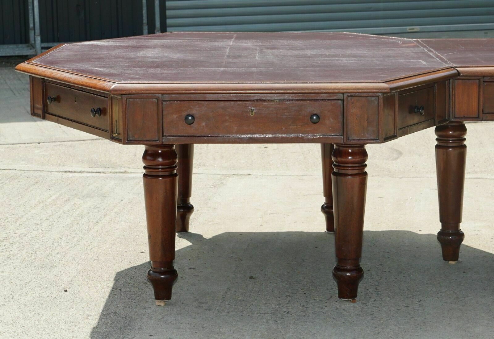 Massive Antique George III 1780 Mahogany Library Desk Table George Rex Locks photo for sale