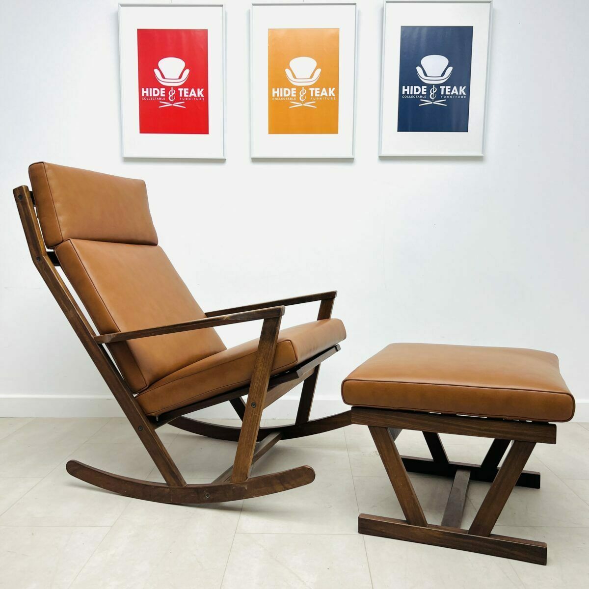 Danish Rocking Chair & Stool By Poul Volther photo for sale