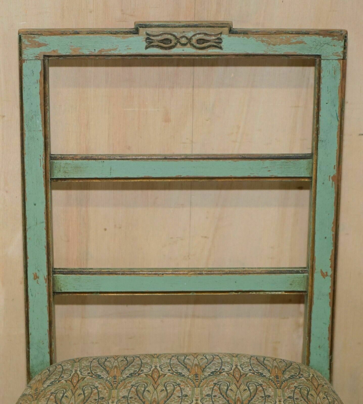 Pair Of Antique Original Paint French Country Chairs Inc Liberty's London Fabric photo Furniture