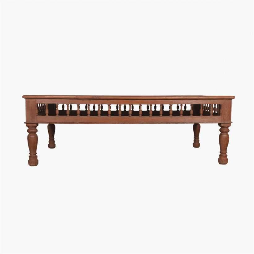 Antique Charpoi Teak Hand Carved Coffee Table photo for sale