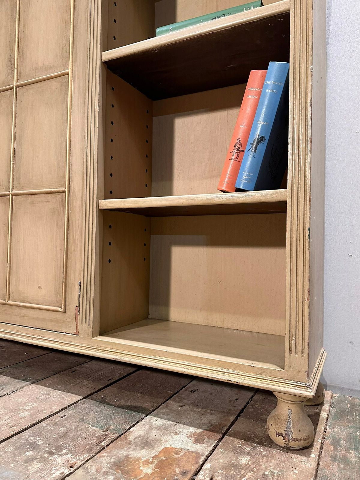 1950's Bookshelf W/ Central Cupboard Reeding And Gilded Details photo 340.0