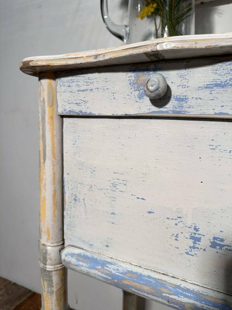 Belgian Faux Bamboo Bedside Cabinet W/ Original Paintwork C.1870 photo vintage