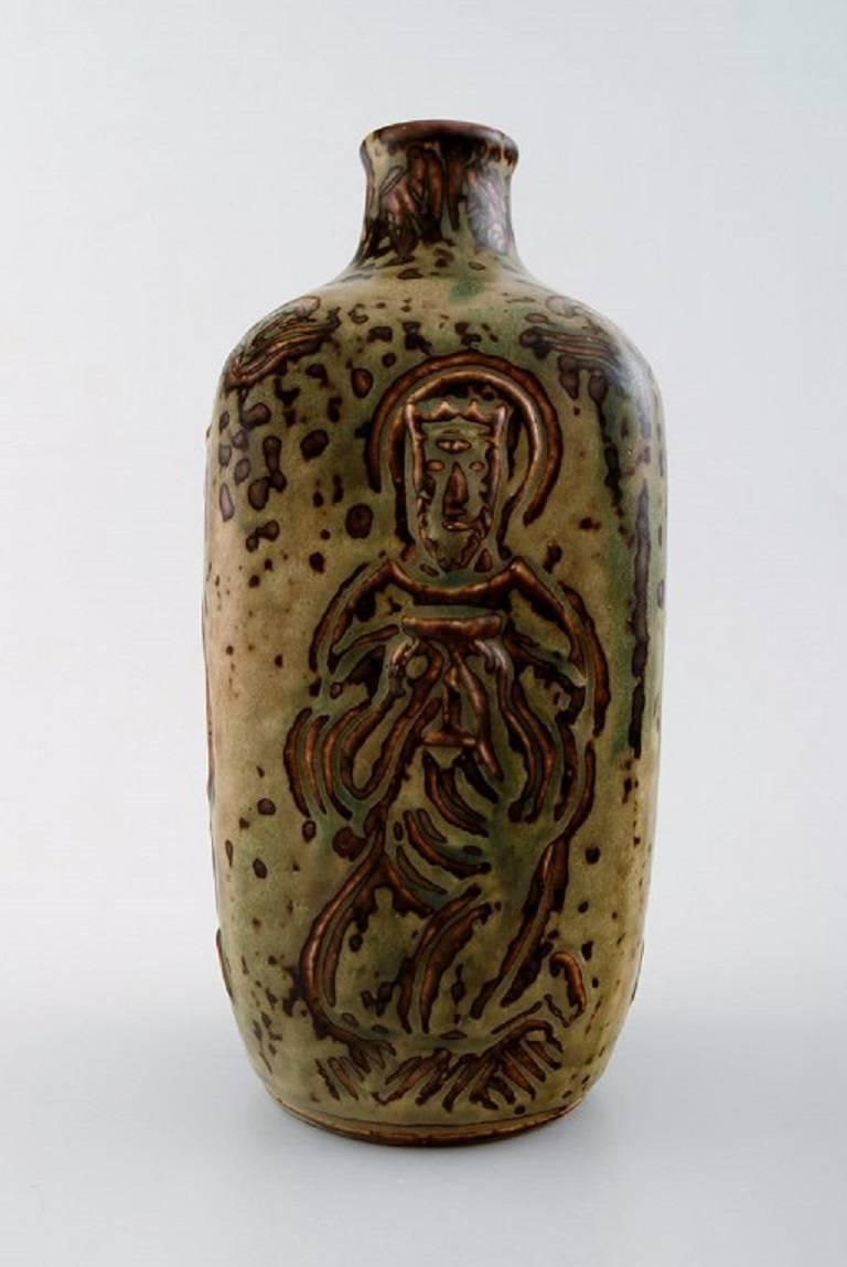 Royal Copenhagen Jais Nielsen Ceramic Vase, Sung Glaze. Biblical Motives photo furniture