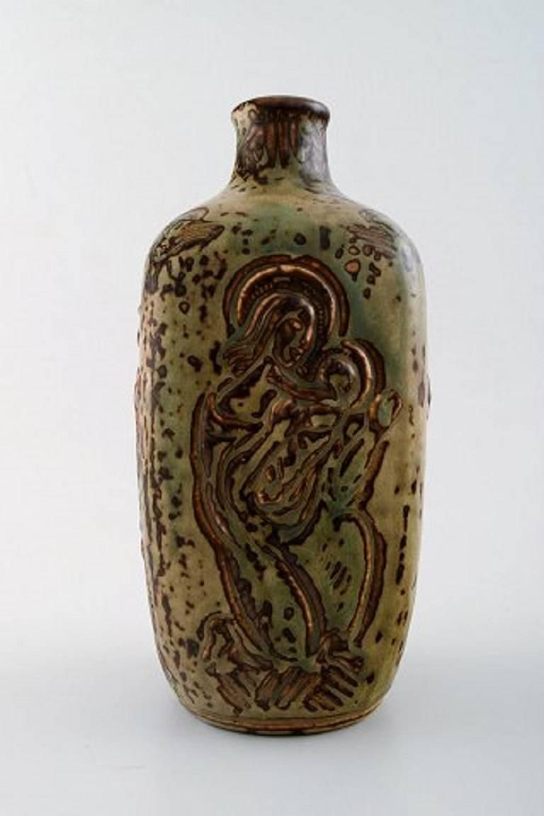 Royal Copenhagen Jais Nielsen Ceramic Vase, Sung Glaze. Biblical Motives photo Home Decor