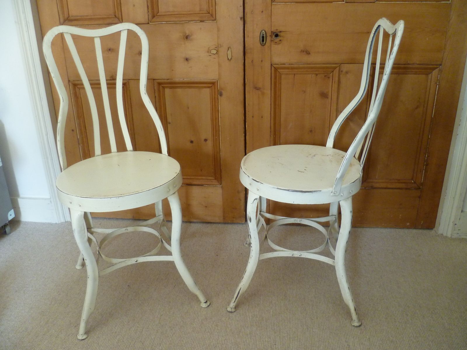 Pair Of French 19th Century Curved Steel Chairs   Excellent Condition photo vinterior