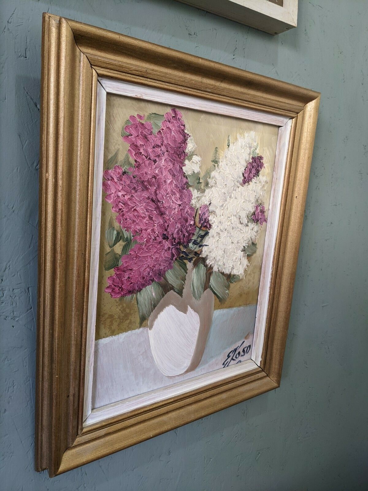 Hyacinths, In Oil Onto Board, Mid 20th Century photo furniture