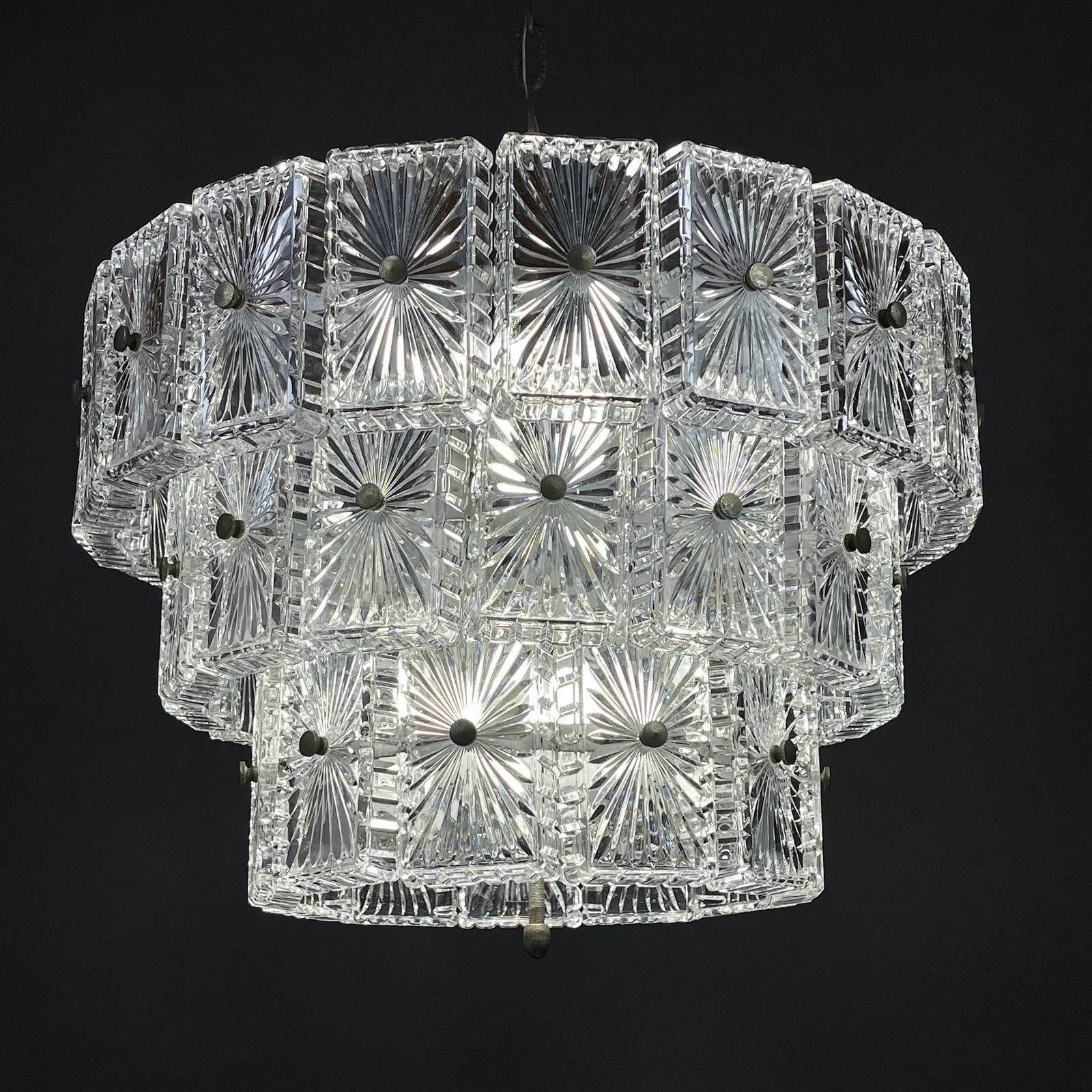 Vintage Large Crystal Chandelier Italy 1960s photo for sale