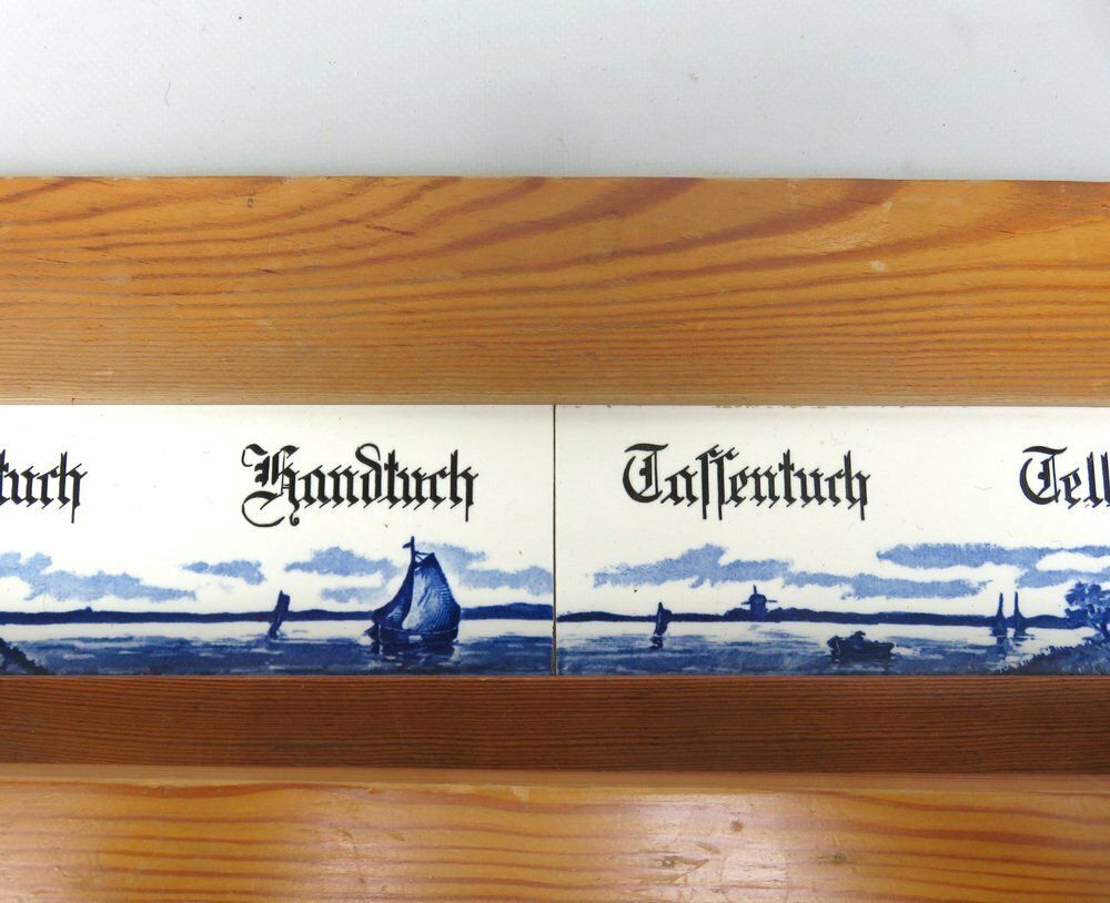 661.3 Art Nouveau Towel Board In Ceramic And Wood, 1890s photo
