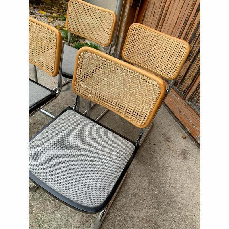 Set Of 4 Vintage Italian B32 Cesca Chairs By Marcel Breuer, 1970s photo for sale