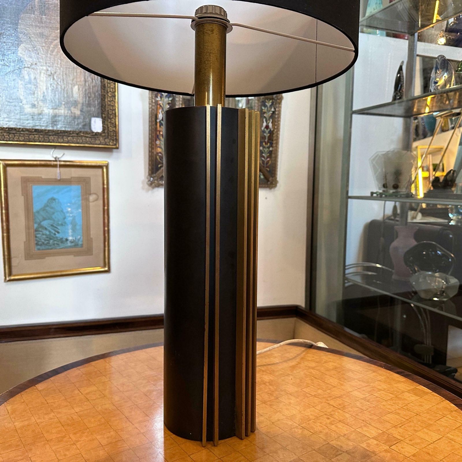 1970s Mid Century Modern Metal And Brass Italian Table Lamp By Gaetano Sciolari photo furniture