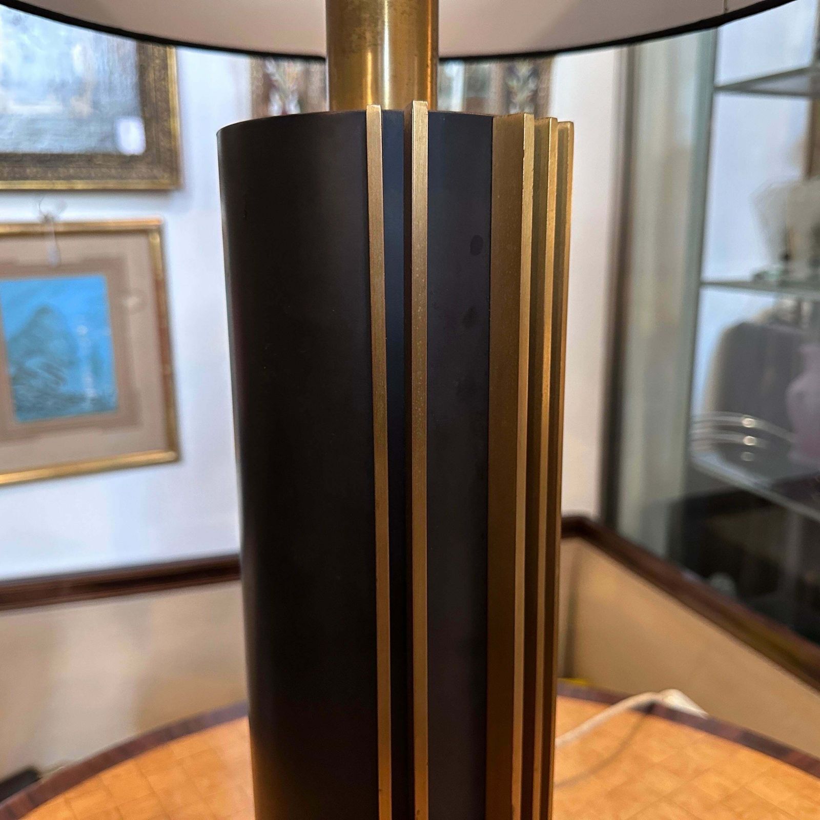 1970s Mid Century Modern Metal And Brass Italian Table Lamp By Gaetano Sciolari photo vinterior