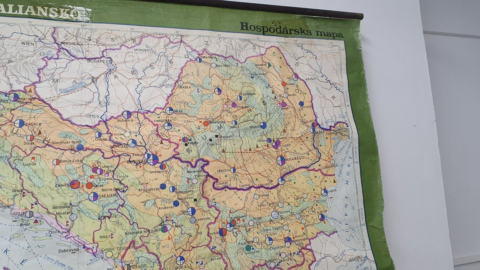 Massive 5 Ft X 5 Ft Map Roll Up South Eastern Europe Italy Bulgaria Romania Yugoslavia Albania Greece Croatia photo vinterior