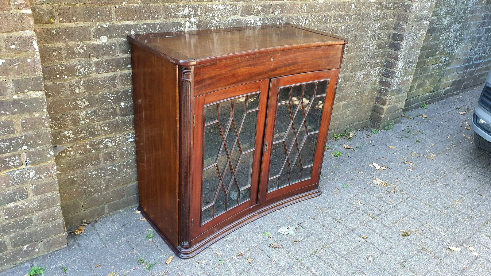 Rare Vintage Victorian Glazed Glass Cupboard With Box Compartment To Top Entryway Furniture. photo furniture