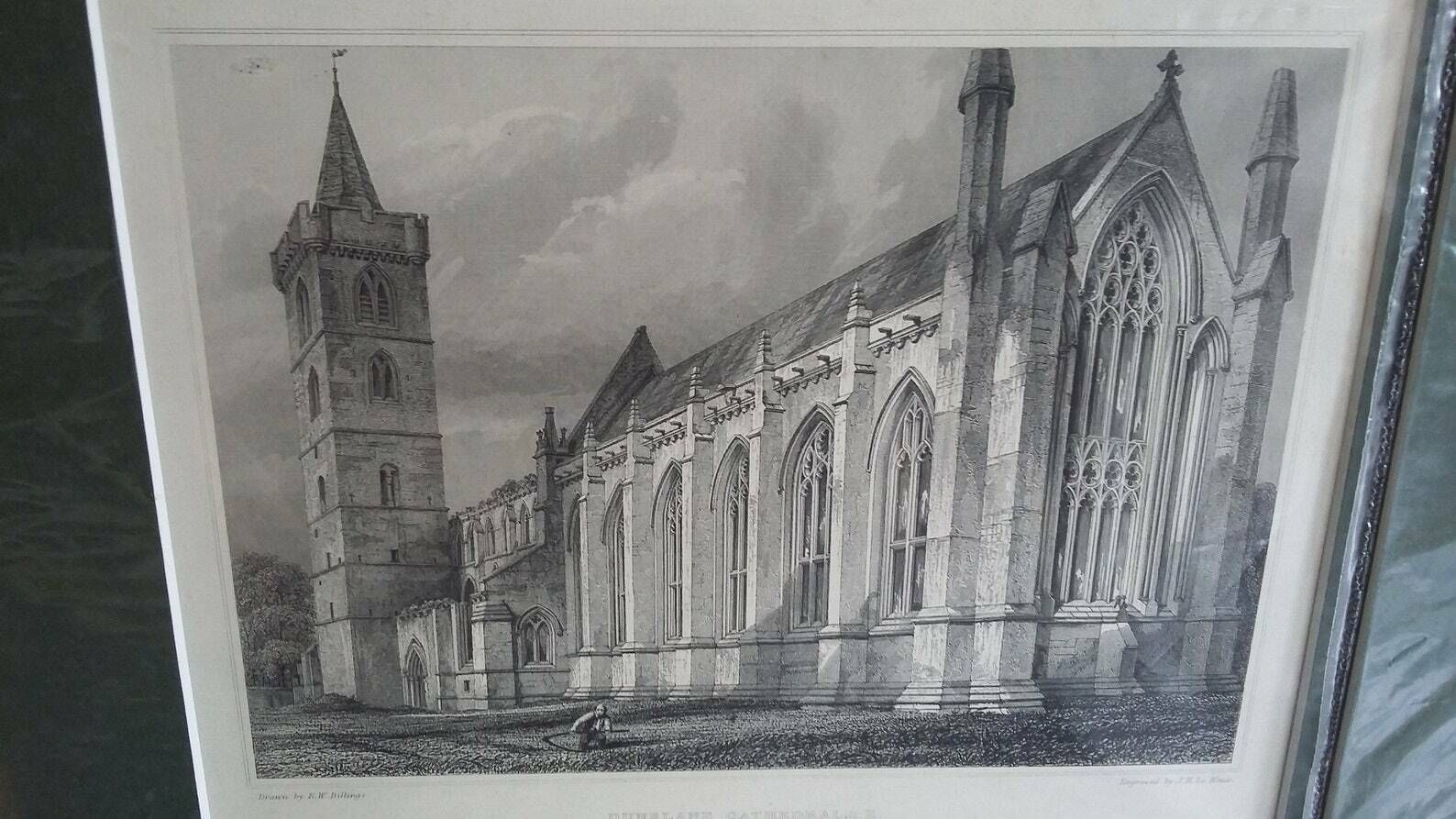 Large Genuine Vintage Mounted Engraved Prints Architecture Castle Chapel Church Cathedral Places Of Interest Scotland photo for sale