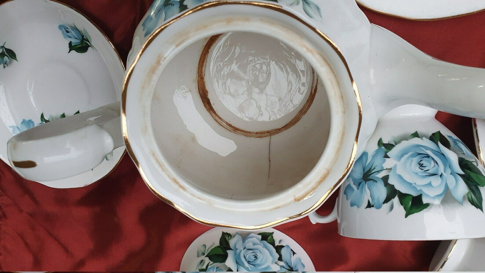 photo for sale Tea Party! Vintage Gainsborough Bone China Complete Tea Set Pot Milk Jug Cups Saucers Plates Cake Dish Sugar Bowl