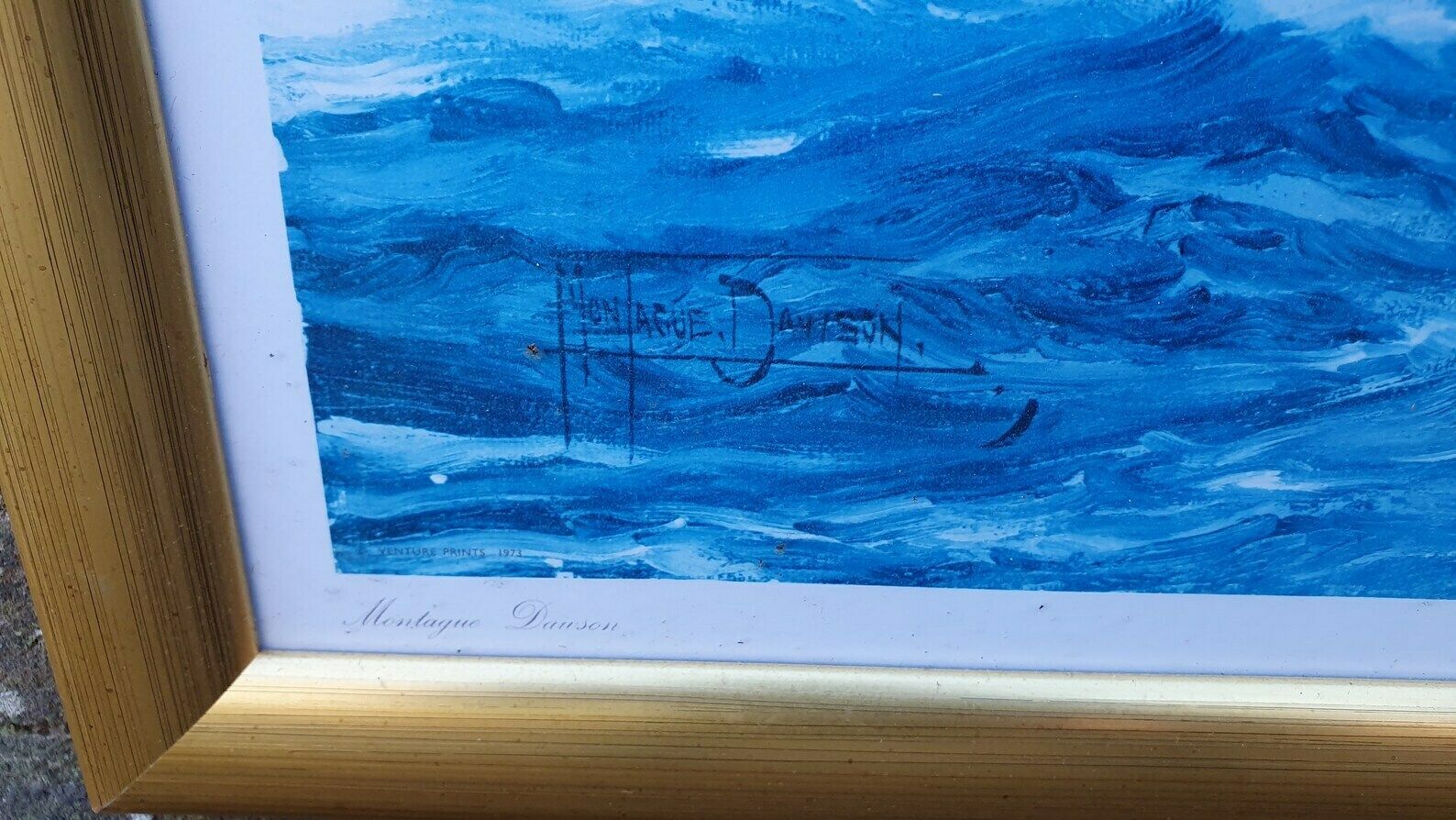 Large Vintage Print Of Ship Up Channel, The Lahloo Print By Montague Dawson C1973 photo vinterior