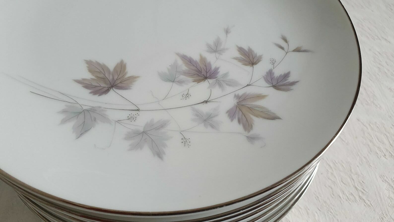 23 Quality Noritake Harwood Autumn Leaves Browns Lilac Hues Dinner Salad Plates photo buy