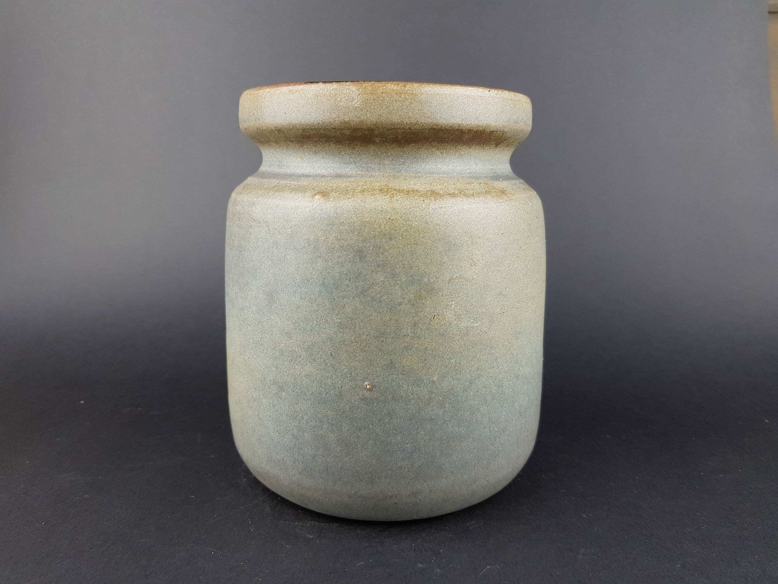 Vintage Kubicek Studio Art Pottery Blue Grayish Vase West Germany 1970s