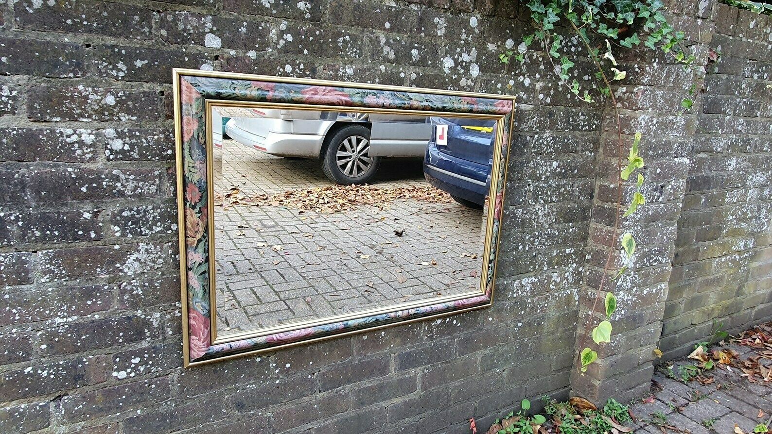 Large Classic 80’s Chic Floral Flower Decorative Mirror Bevelled Glass photo buy