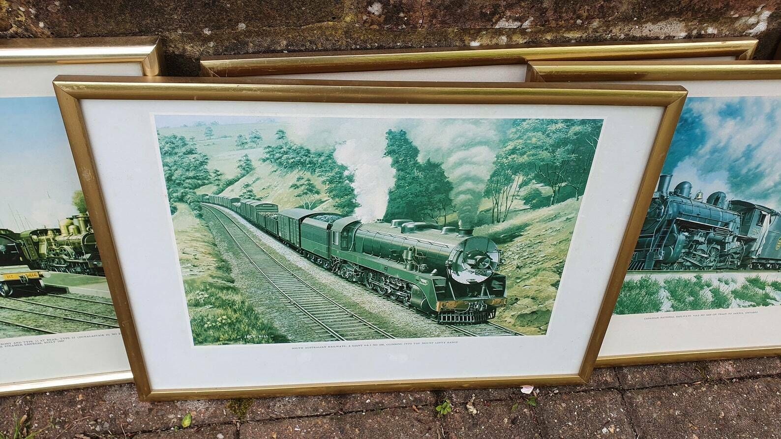 photo furniture Set Of 8 Jack Hill Large Steam Engine Railway Prints International Railways, Including S And E Africa French Canada Australia Uk Belgium