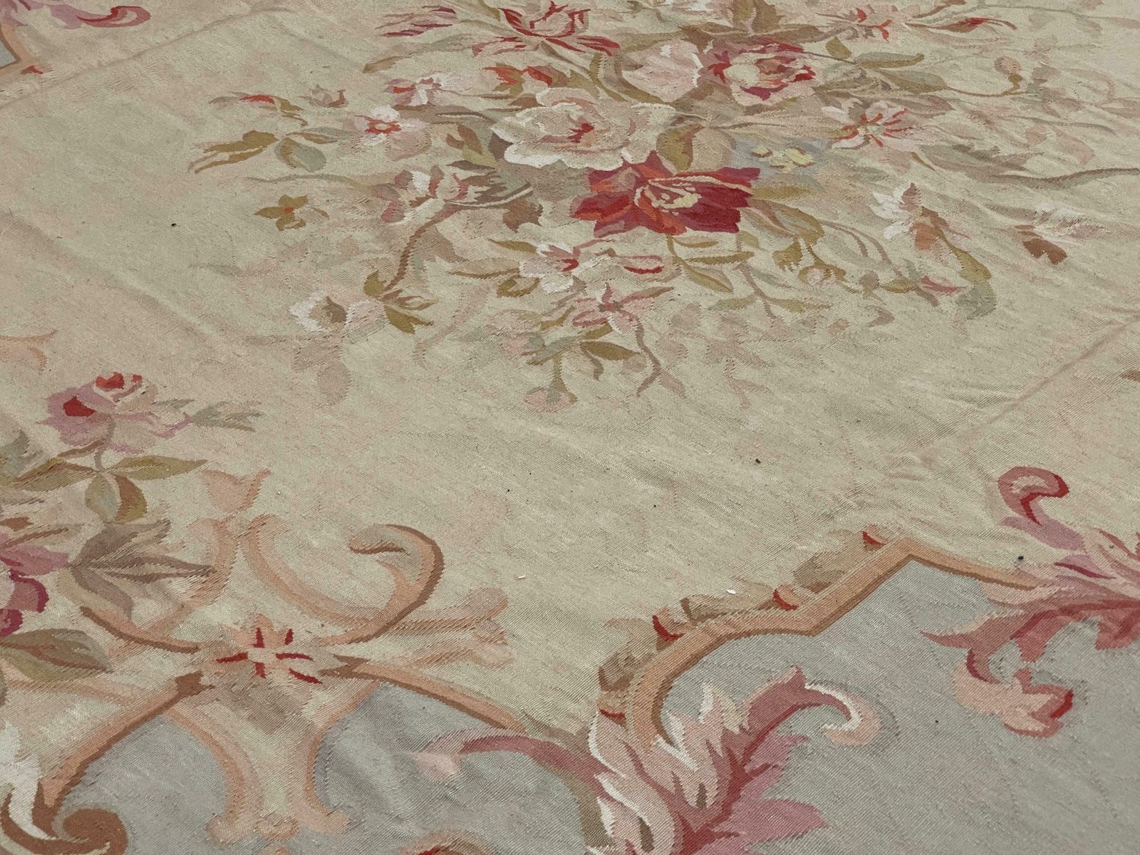 12500.0 Handmade Carpet Blush Pink Blue Aubusson Rug, Extra Large Wool Tapestry Rug photo
