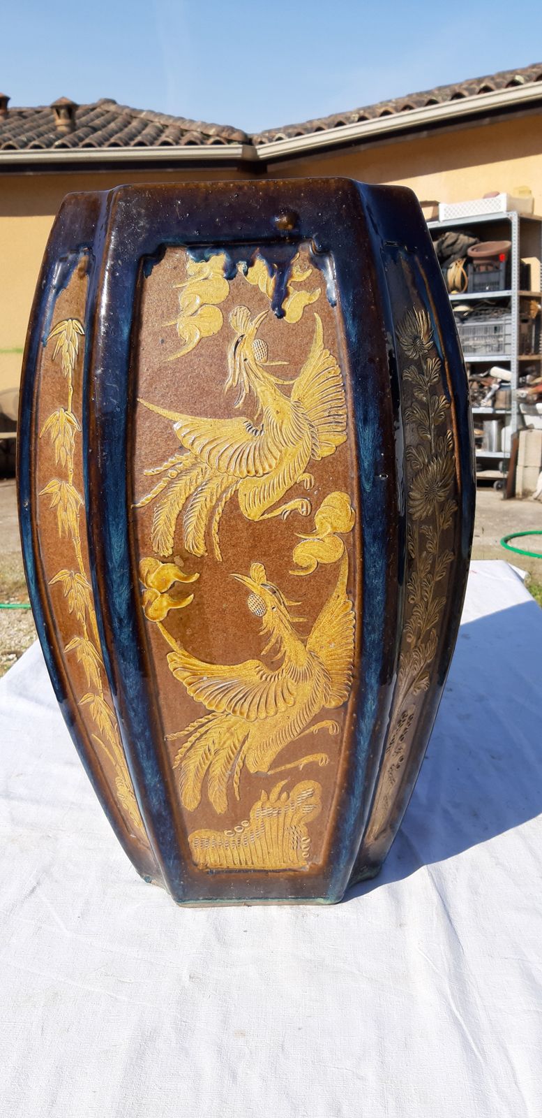China Vase In Enamelled Sandstone Stamped Hollow Stamp