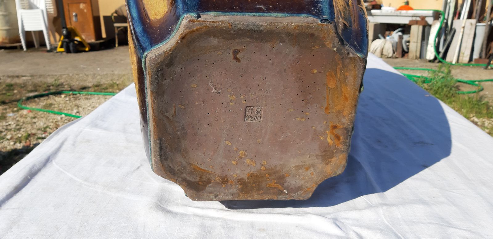 China Vase In Enamelled Sandstone Stamped Hollow Stamp photo for sale