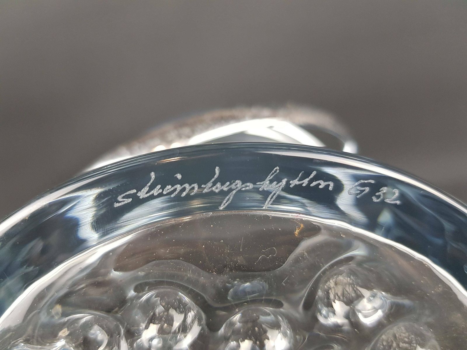 Vintage Clear Strombergshyttan Swedish Crystal Glass Ice Bucket With Bubble Decor By Gerda Stromberg G32 Scandinavia 1967 photo vinterior