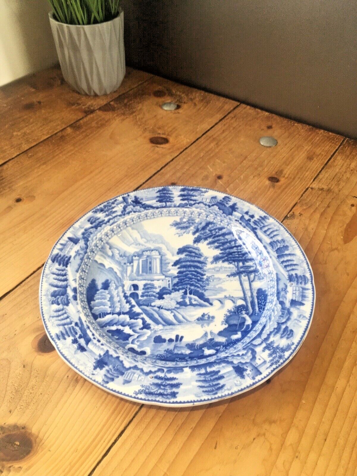 Antique C1820 John And Richard Riley Claude Lorrain Blue And White Cabinet Plate photo for sale