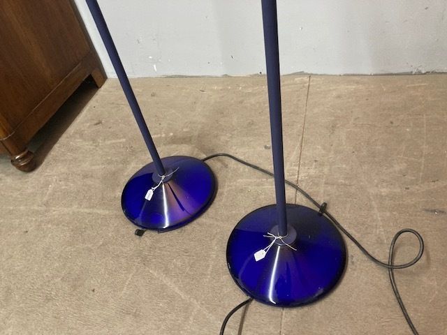 photo for sale Pair Of Blue Murano Glass Lamps From The 1980s Arteluce Jill Height 195 Cm Modern Design