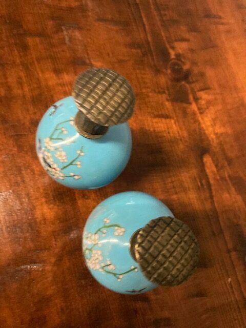 Pair Of 19th Century Cloisonne Perfume Vases Antique China Rarity photo furniture