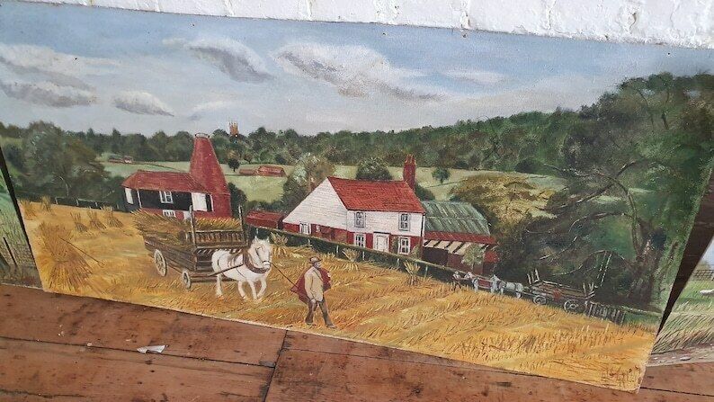 6 Large Countryside Original Oil Paintings Still Life On Boards. Each 4 X 2 Ft photo Art