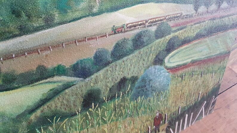 6 Large Countryside Original Oil Paintings Still Life On Boards. Each 4 X 2 Ft photo vintage